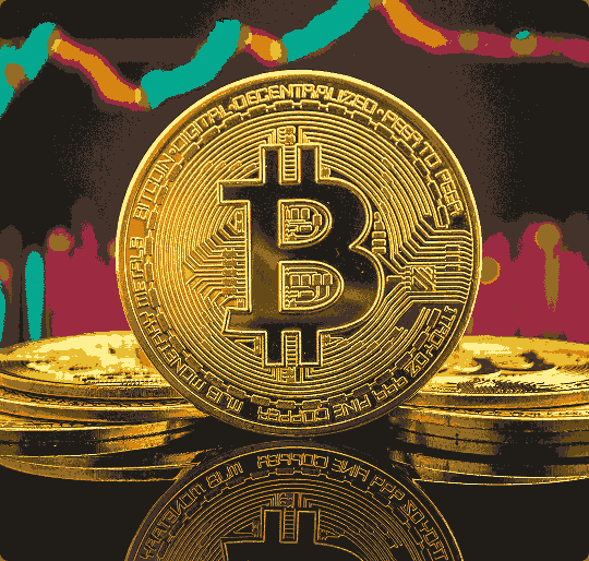 moneta bitcoin na stosie Quantum AI kryptowaluta